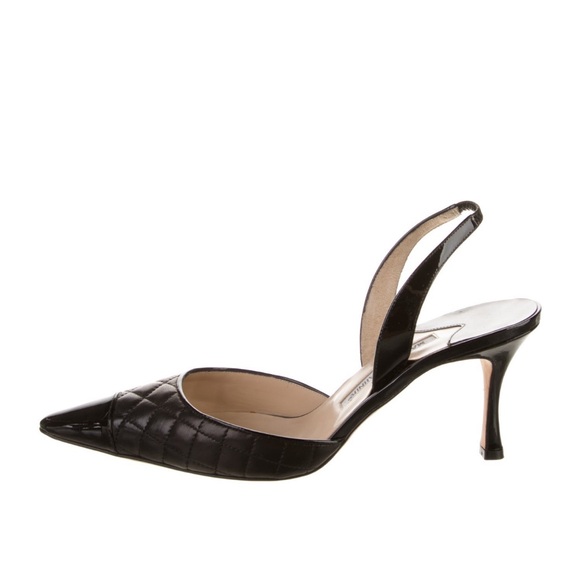 Manolo Blahnik Black Patent Leather Slingback Heels - Picture 2 of 2